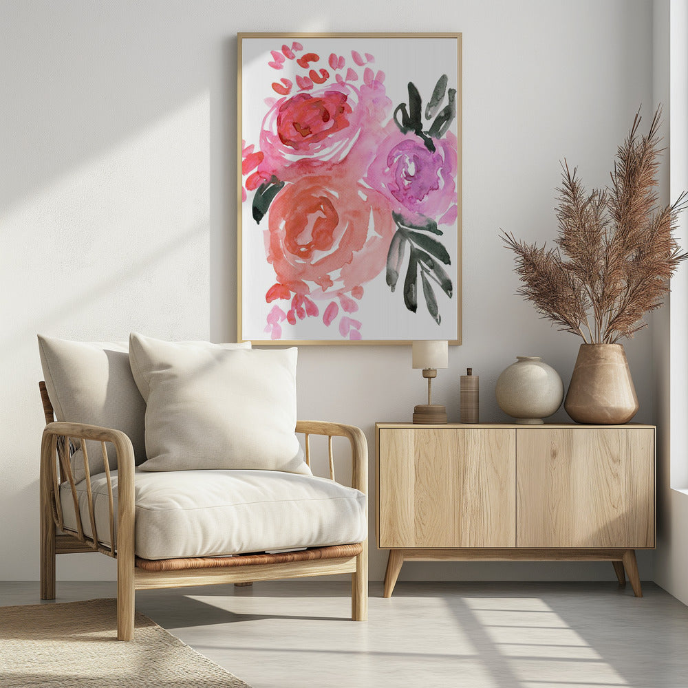 Maeko losse aquarel bloemen I | Poster