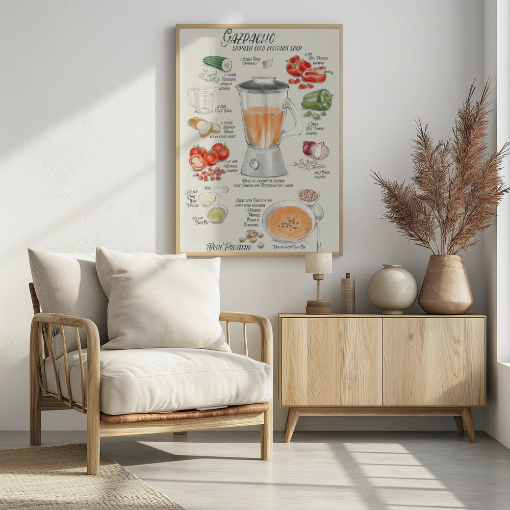 Gazpacho geïllustreerd recept in het Engels | Poster