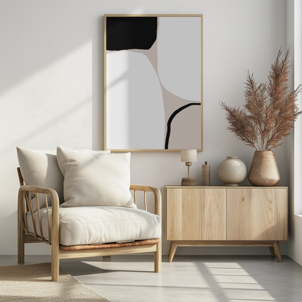 Zwarte en beige geometrische vormen | Poster