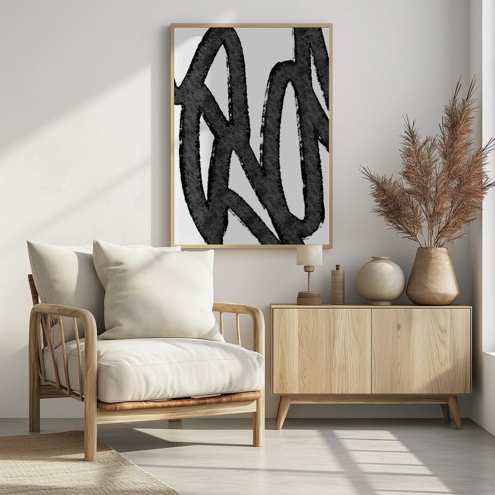 Black Brushstrokes On A White Background | Poster
