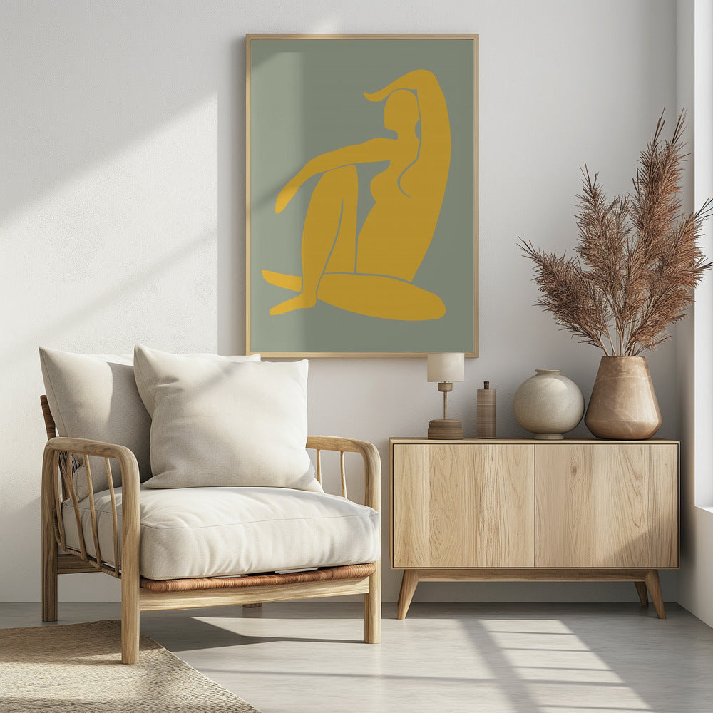 Figuur Groen en Geel Matisse Stijl | Poster