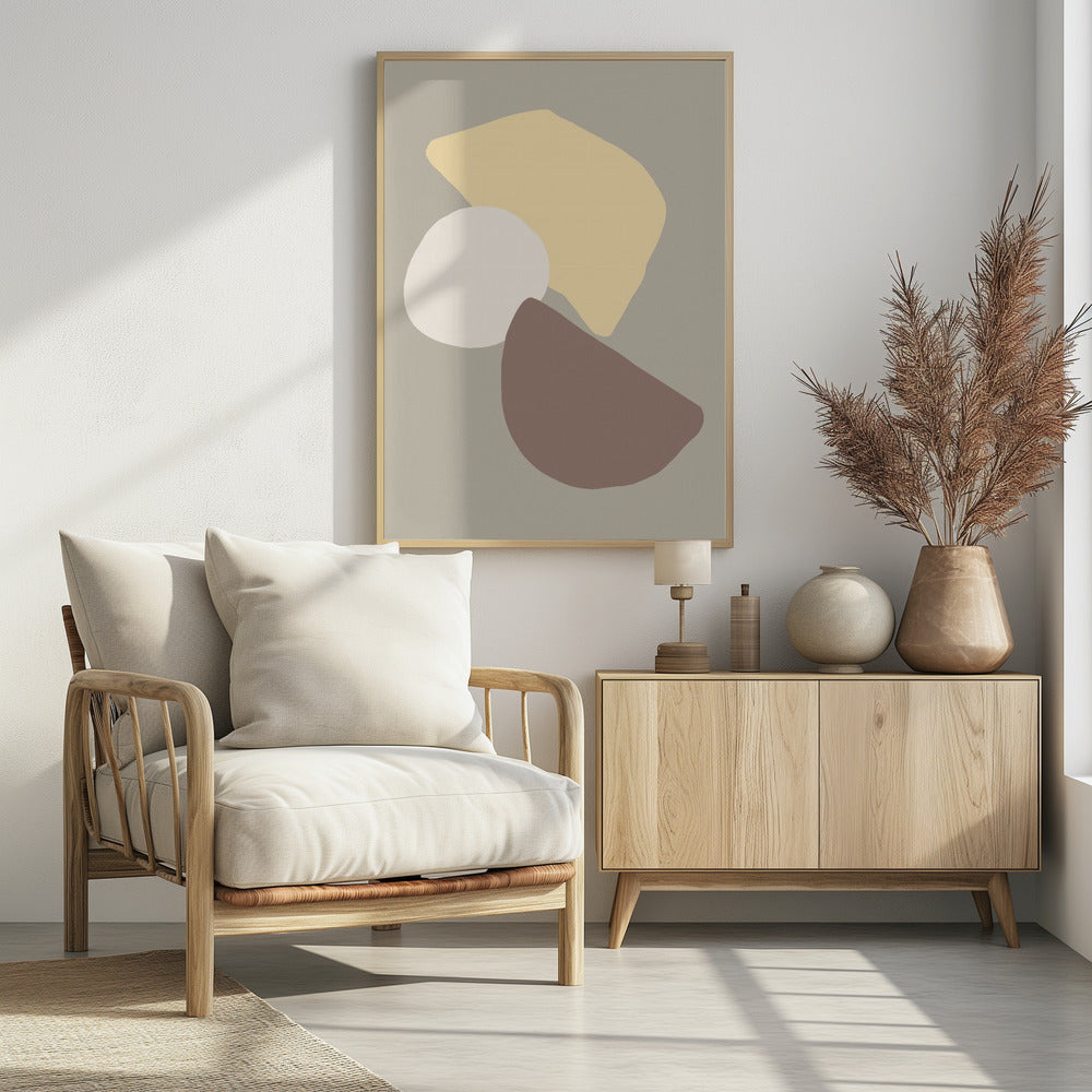 Geometrische velden geel | Poster