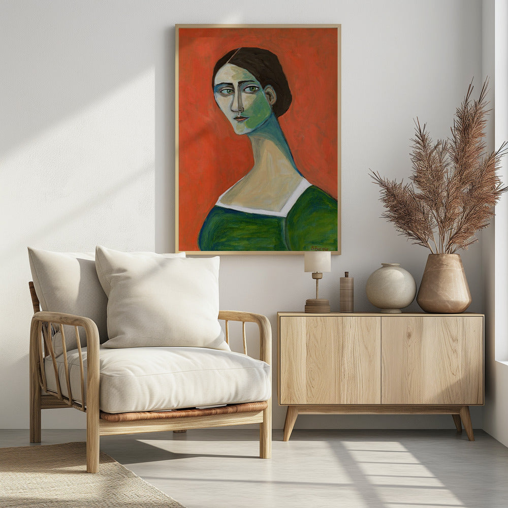 Vintage woman in green | Poster
