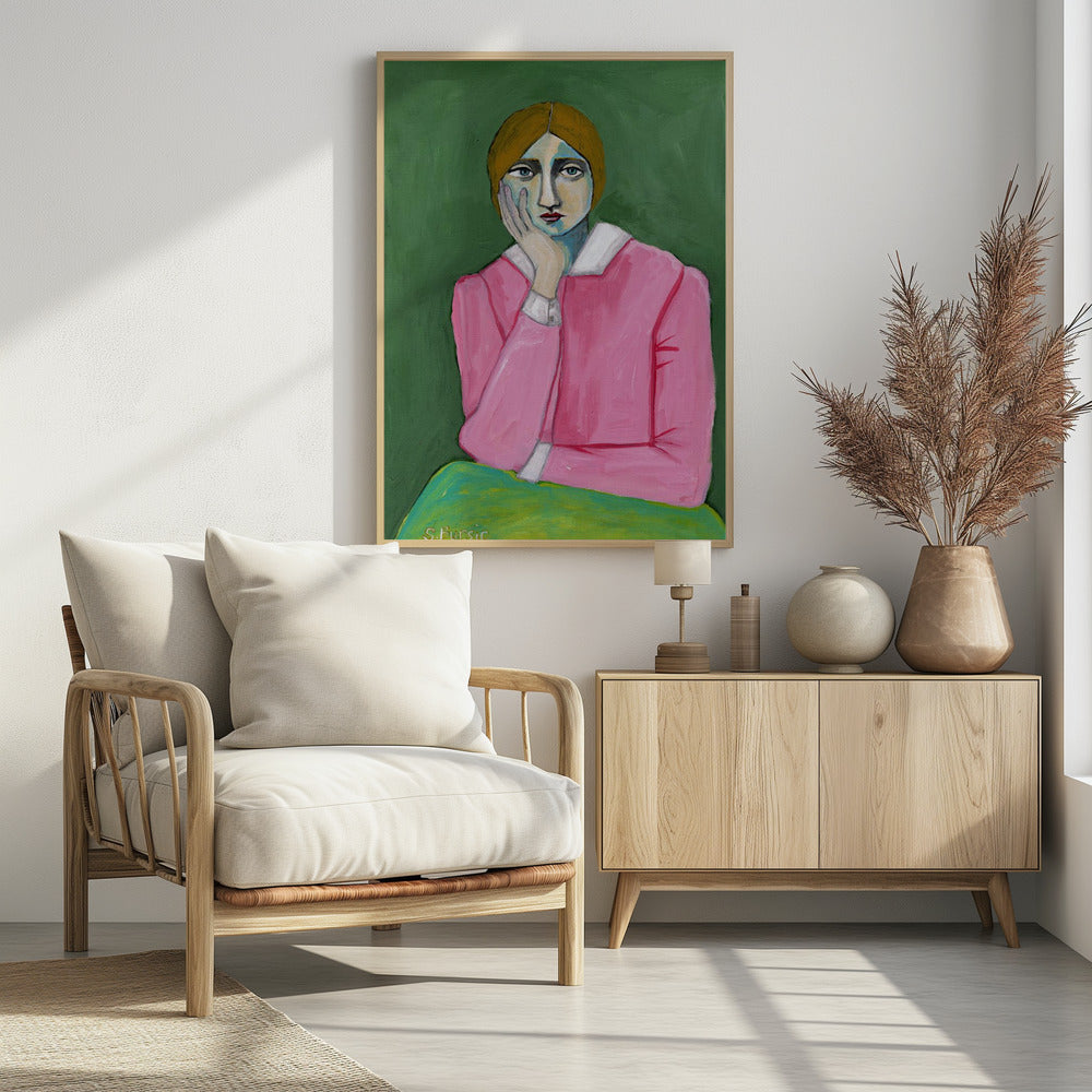 Vintage dame in roze | Poster