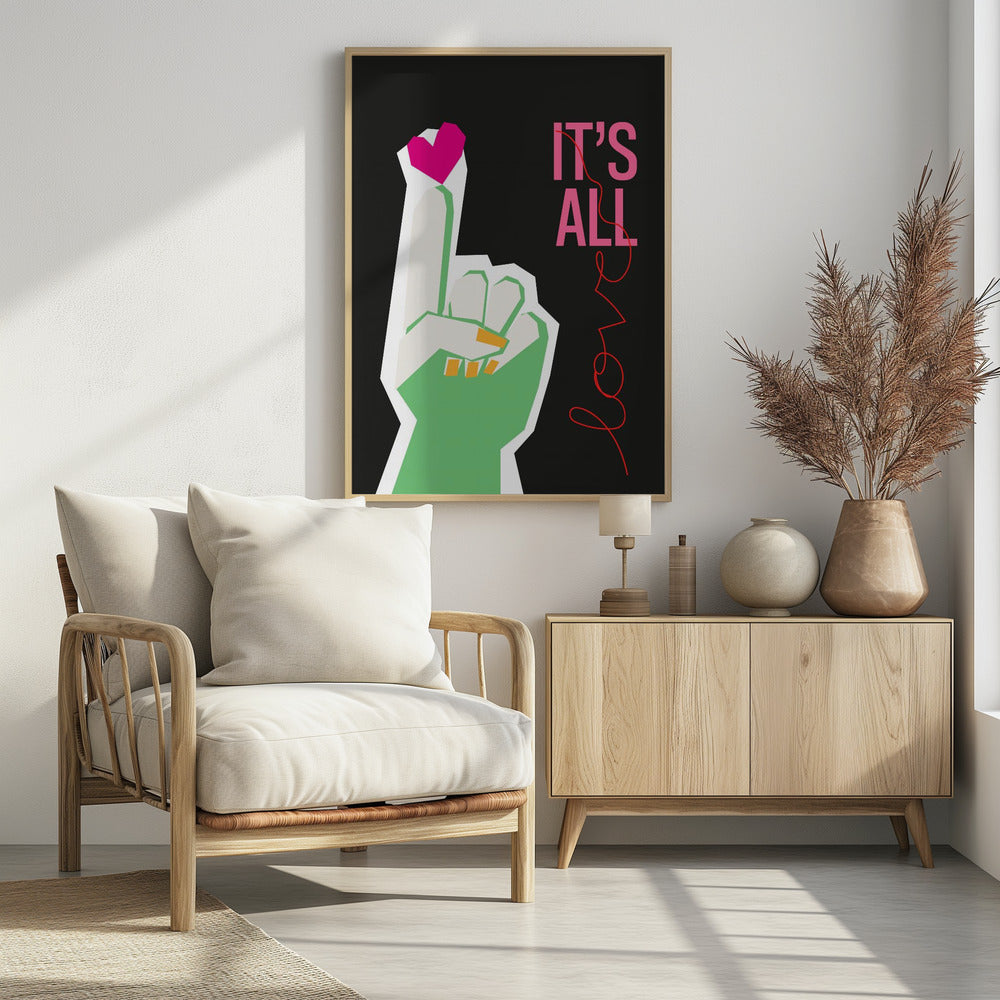 Het is allemaal liefde handgrijs | Poster