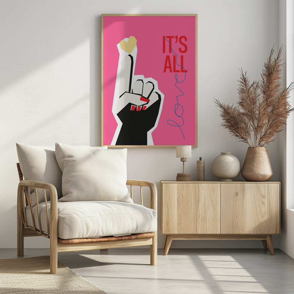 Het is allemaal liefde hand roze | Poster