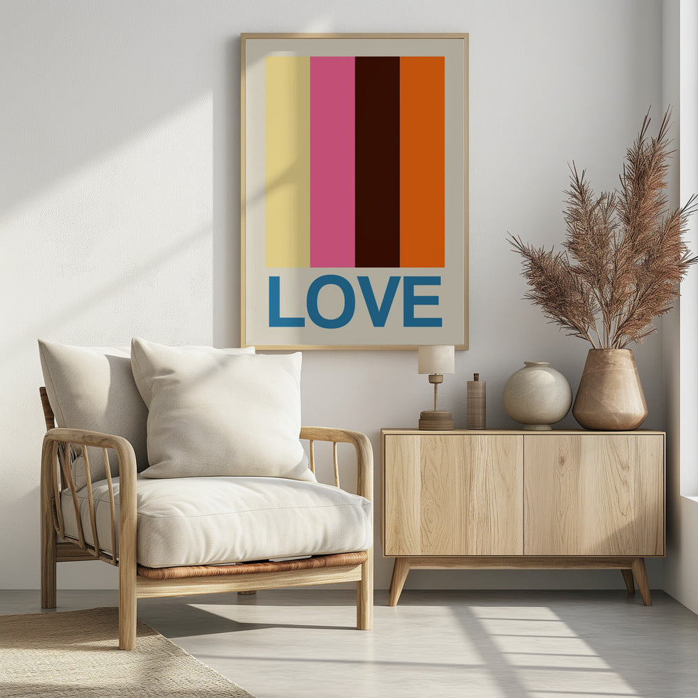Retro Stripe LOVE Zomerfruit | Poster