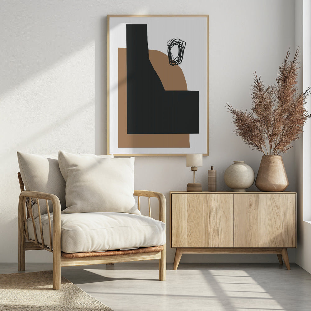 Geometrische vormen in zwart en bruin | Poster