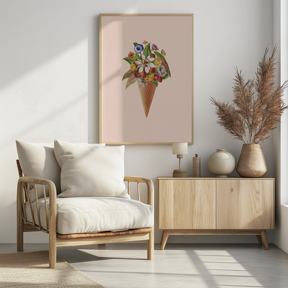 Botanical pink ice cream | Poster