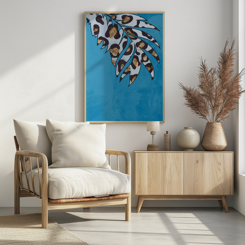 Blauw luipaardprint dierenblad | Poster