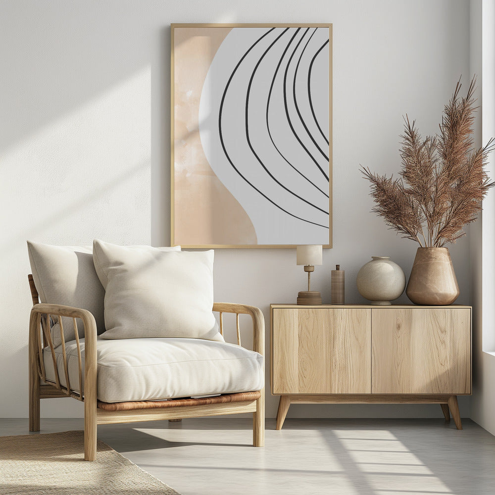 Beige Zwarte Lijnkunst | Poster