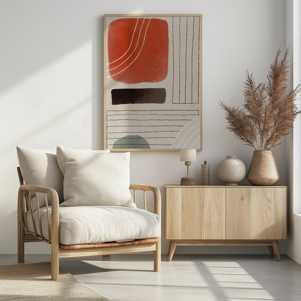 Oranje Minimale Vormen #1 | Poster