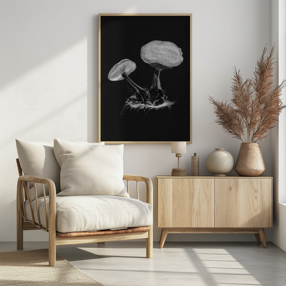 Vintage Violet Webcap Mushroom Donker Zwart | Poster