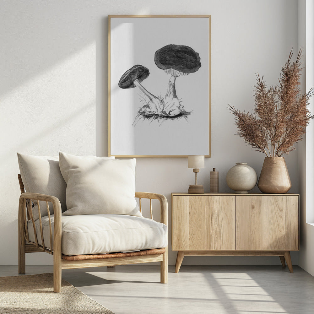 Vintage Violet Webcap Mushroom Helder Zwart | Poster