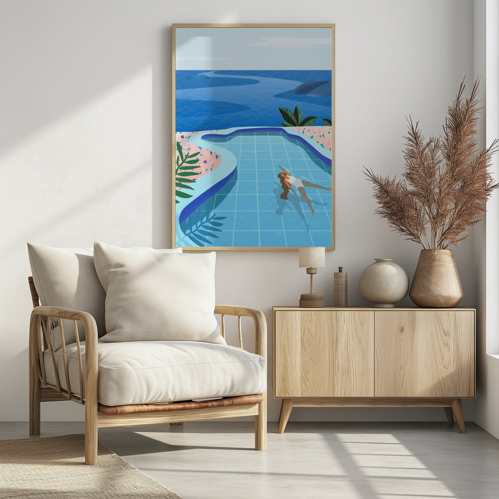 Meisje in zwembad | Poster