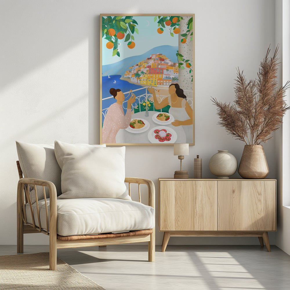Meisjes in Positano | Poster