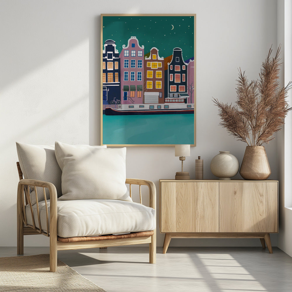 Amsterdam bij nacht | Poster