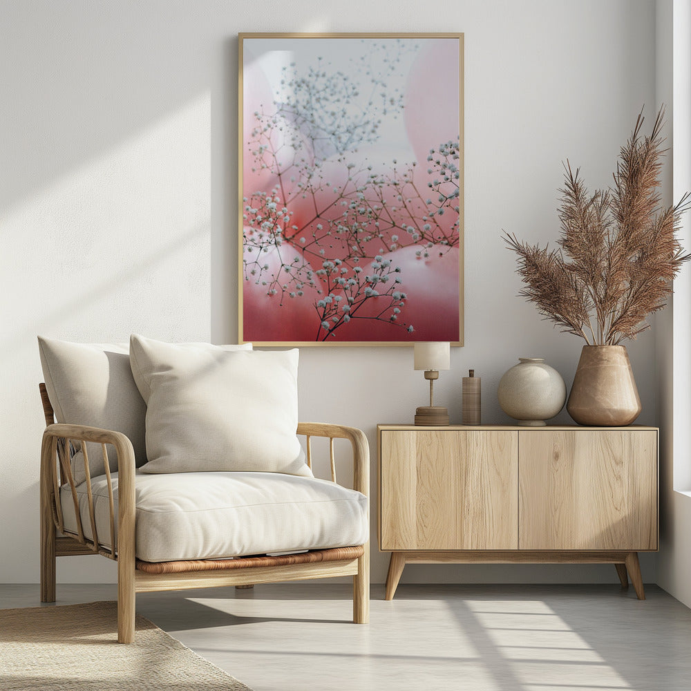 Delicate Blooms and Pink Balloons | Poster