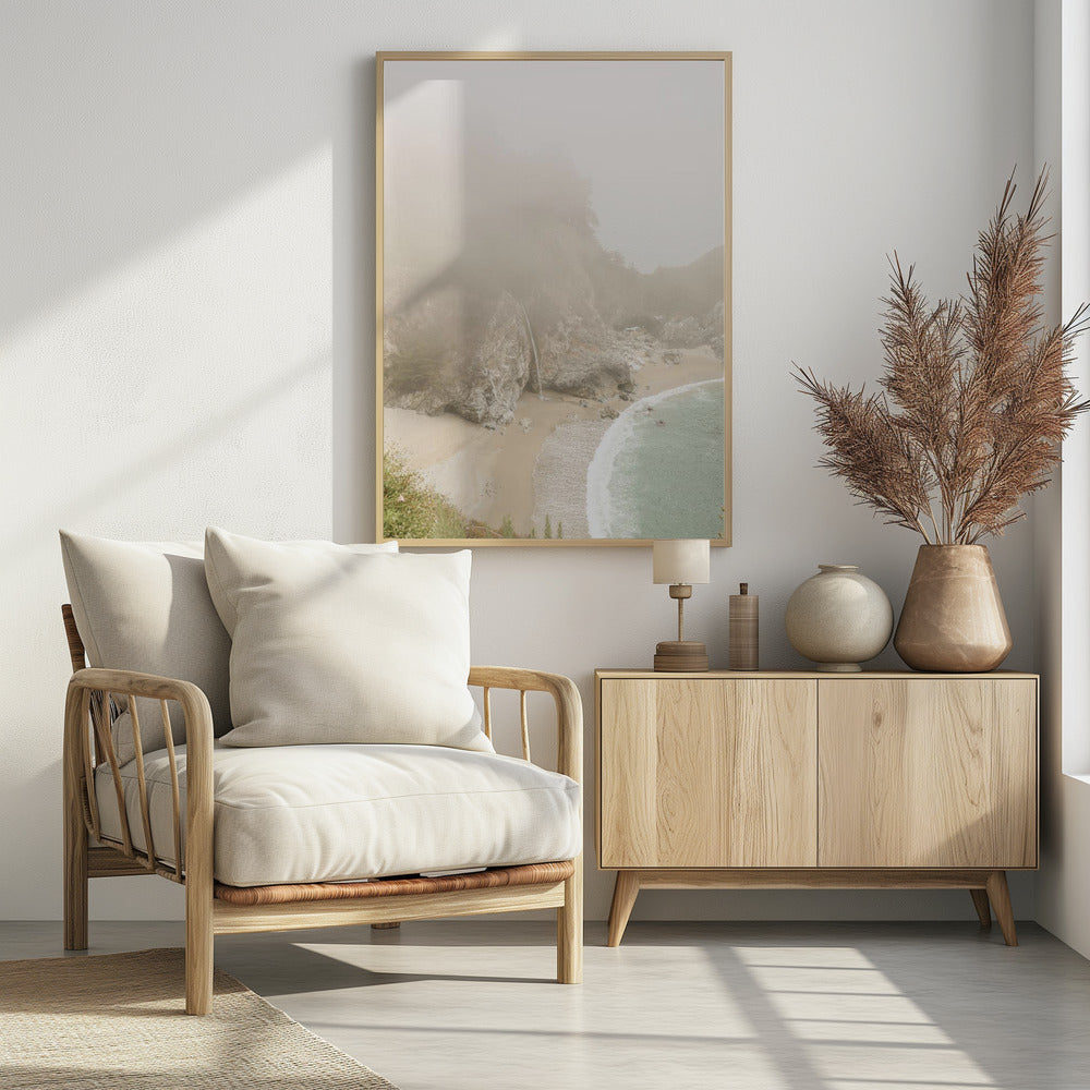 Mistige kusthaven | Poster
