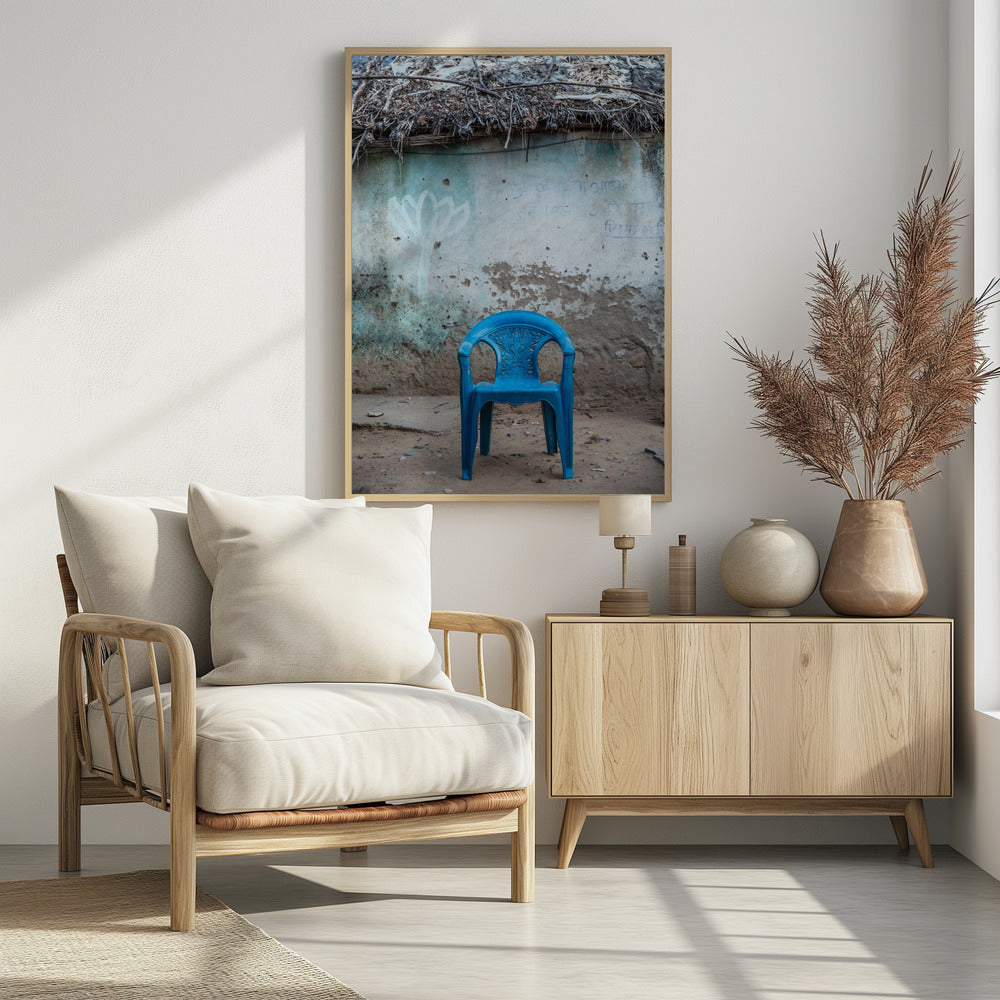 Eenzame blauwe stoel | Poster