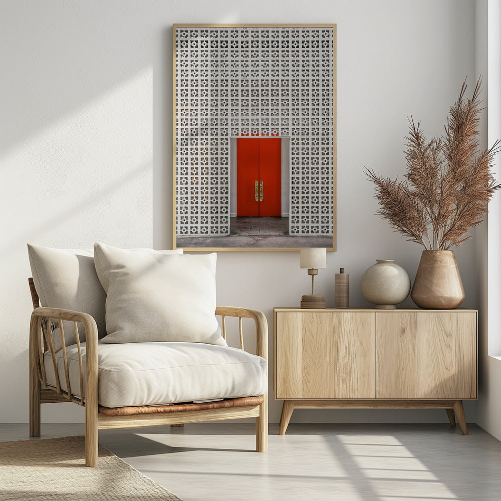 Levendige oranje deur | Poster