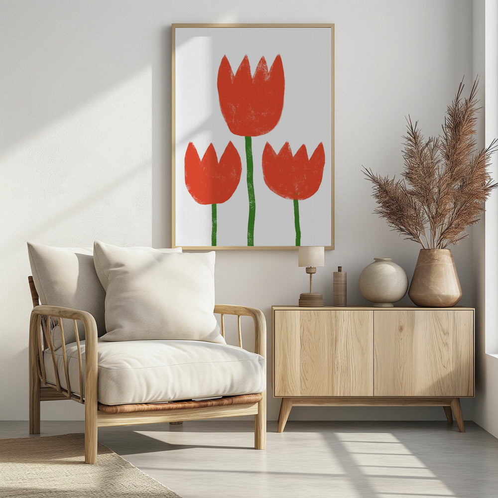 Rode Tulpen Trio | Poster