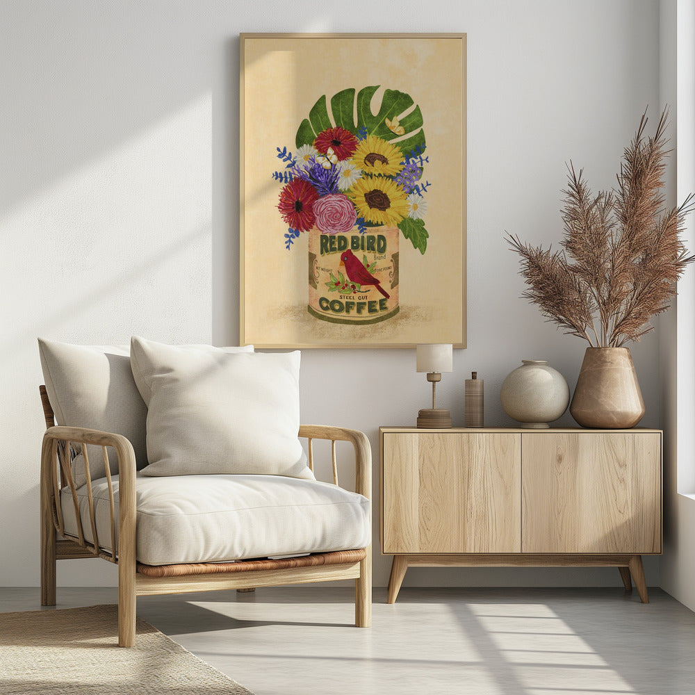 Flowers In a Vintage Coffee Can | Poster