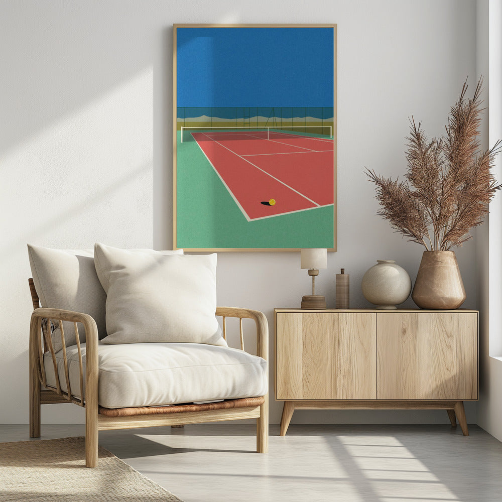 Tennisbaan in de woestijn | Poster