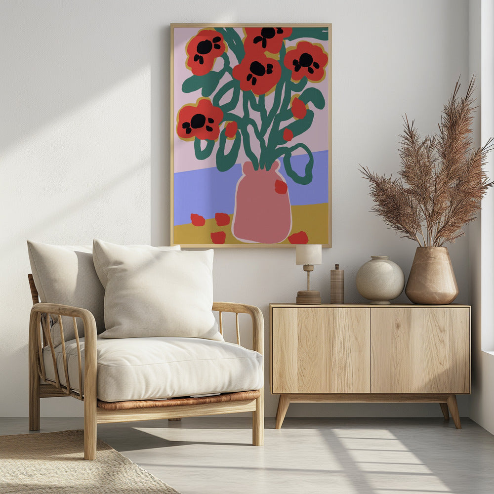 Vaas met opvallende bloemen | Poster