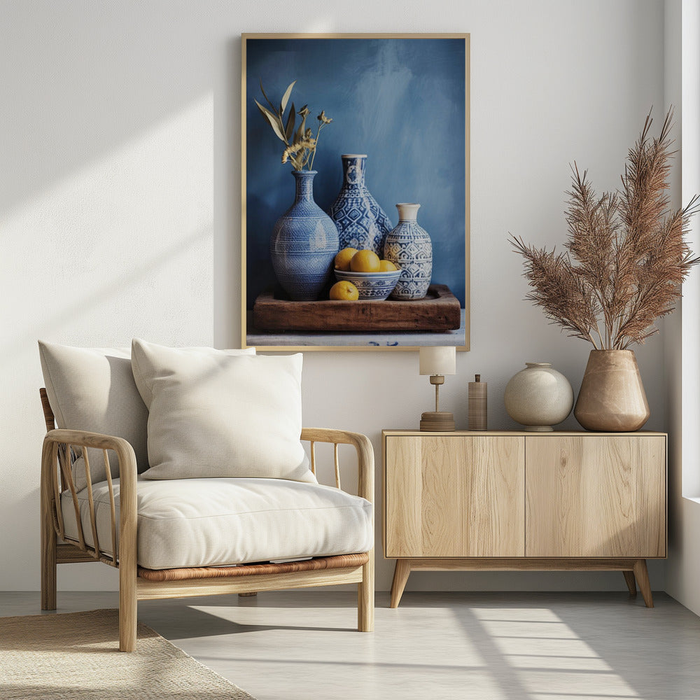 Stilleven met blauwe harmonie | Poster