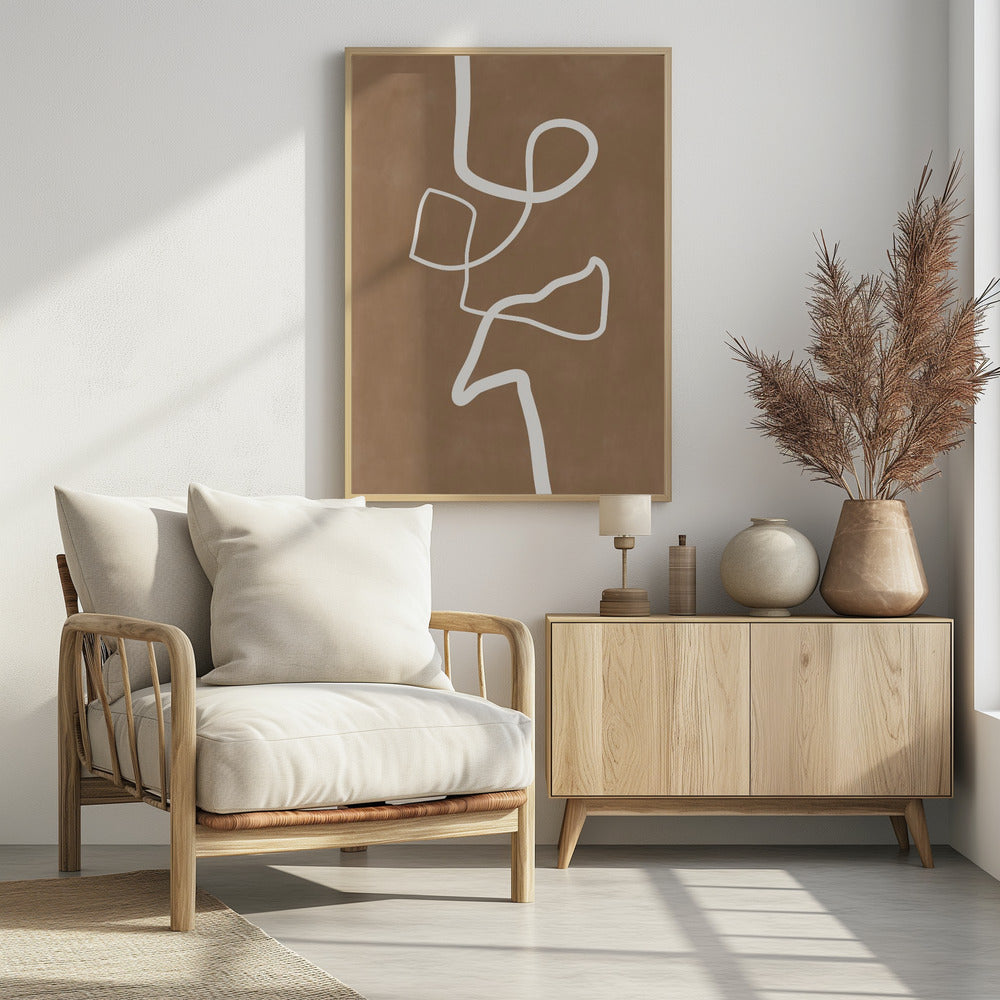 Witte enkele lijnkunstwerk | Poster