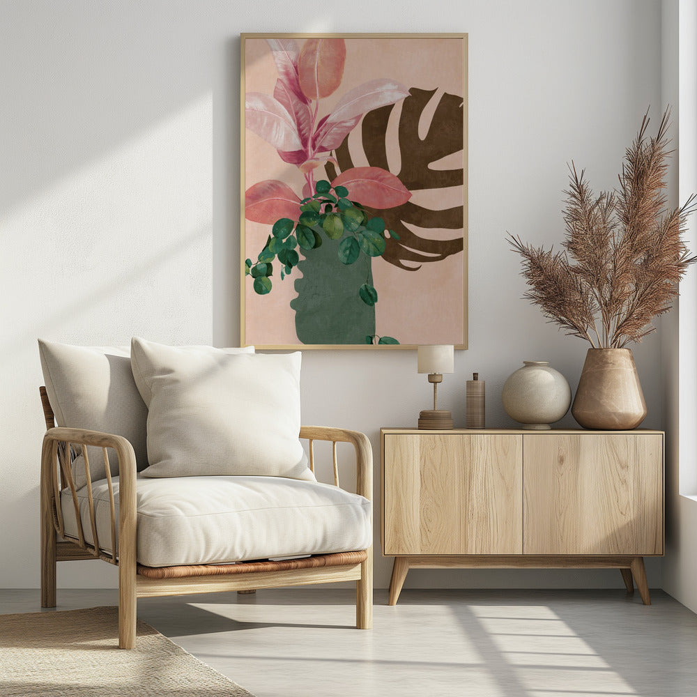 Bladeren Meer 6 Roze | Poster