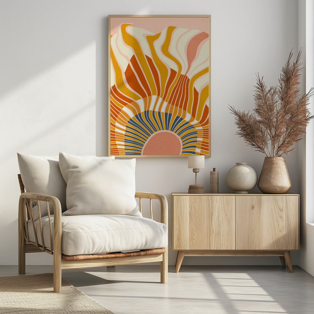 Regenboog Plus Vormen Blauw Mosterd12 | Poster