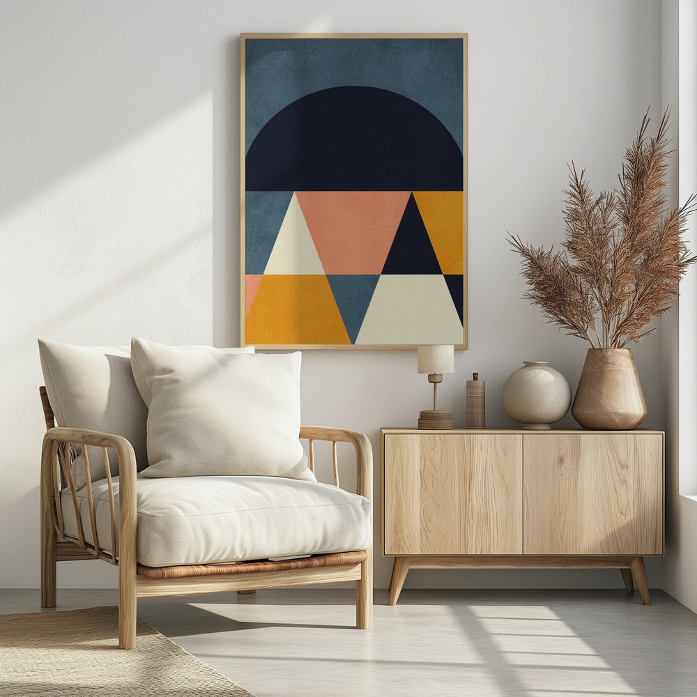 Regenboog Plus Vormen Blauw Mosterd4 | Poster
