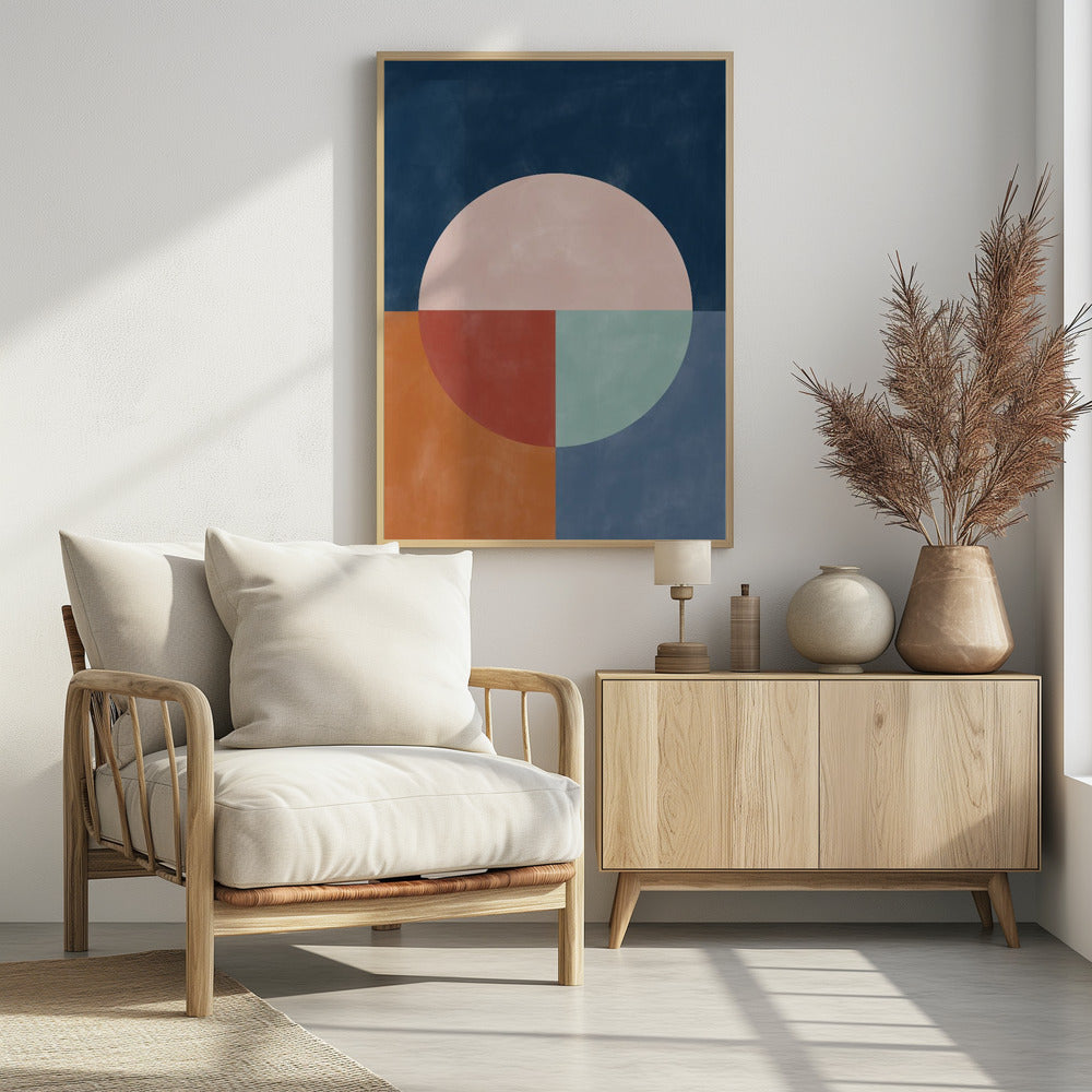 Geometrische abstractie met een grote pastelcirkel | Poster