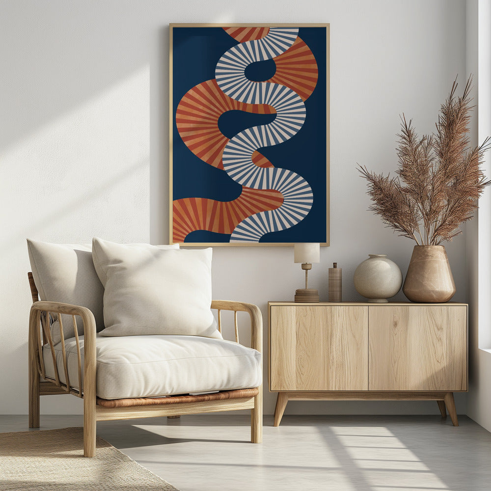 Wikkelpatroon in retrokleuren | Poster