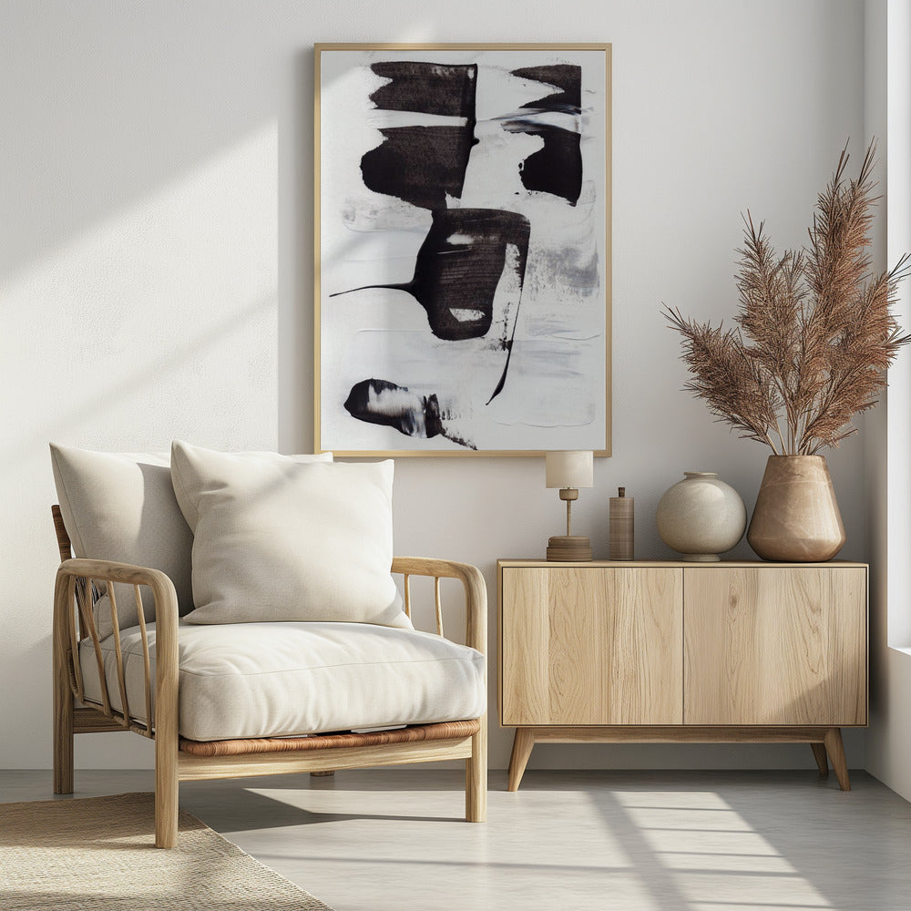 Expressieve monochrome penseelstreken | Poster