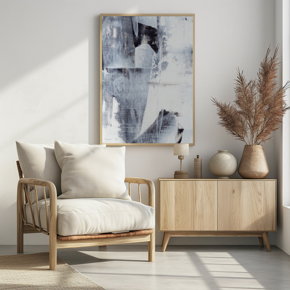Penseelstreken in monochrome tinten | Poster