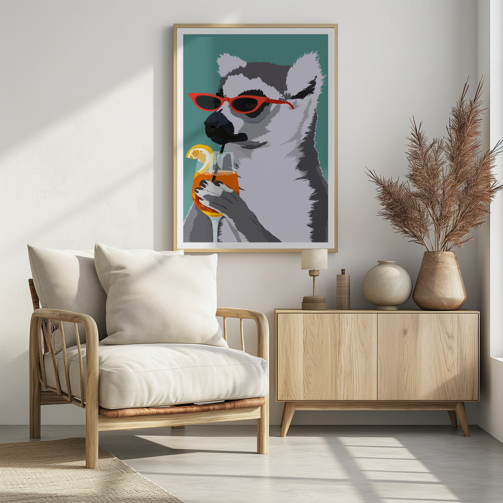 Jugdy Lemur met Drank | Poster