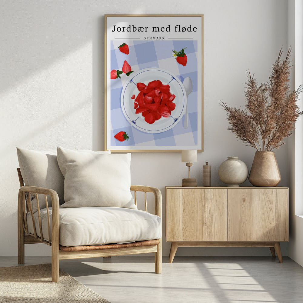 Aardbei met slagroom - Denemarken | Poster