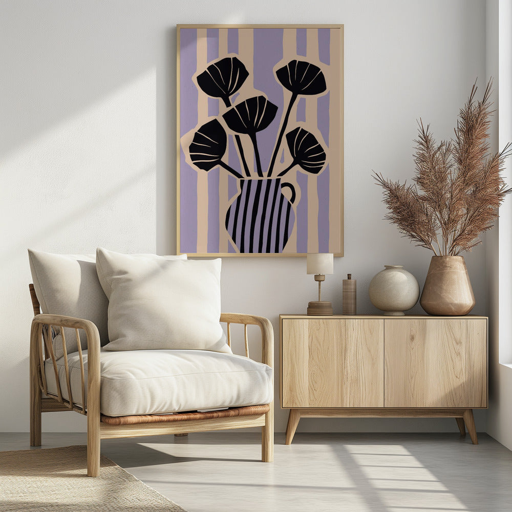 Gestreepte Bloesemvaas | Poster