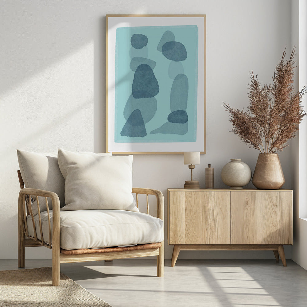 aquarelvlekken blauw abstract minimal modern art | Poster