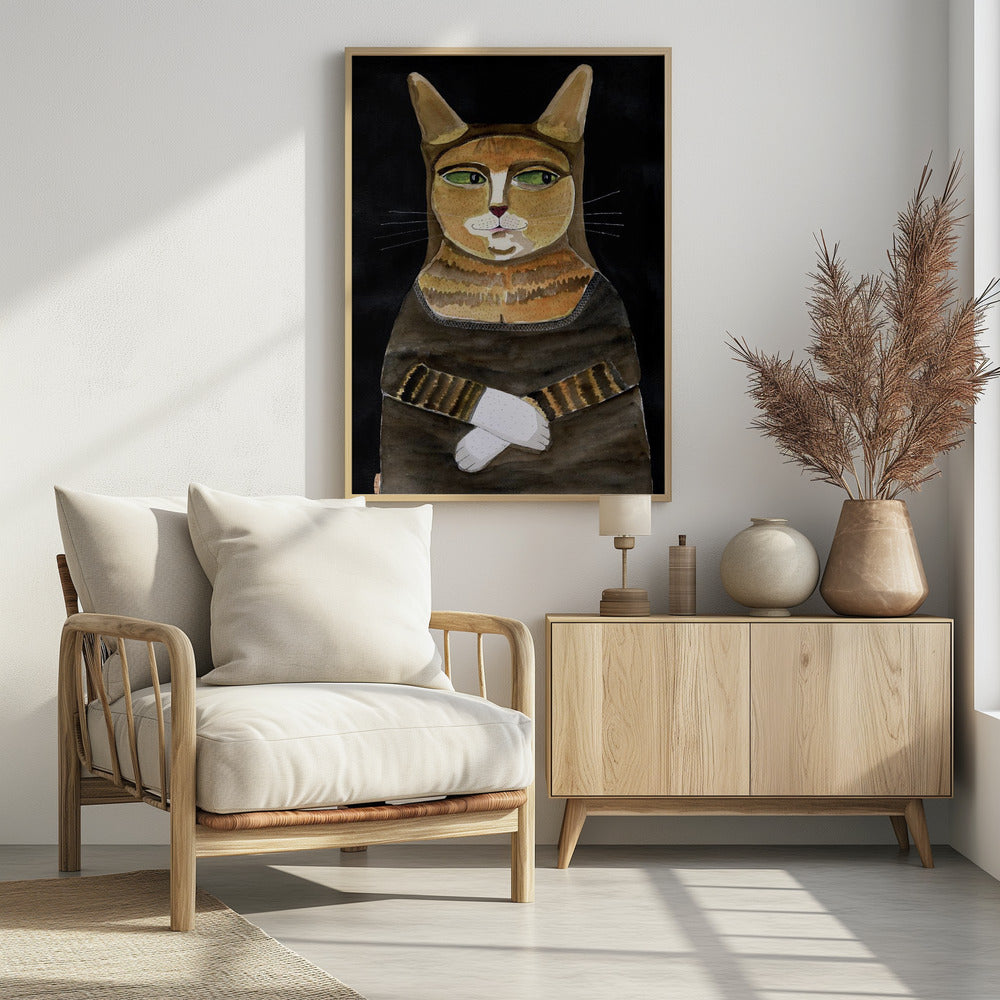 Mona Lisa Kat Grappige Kattenhumor Gember Oranje Kat | Poster