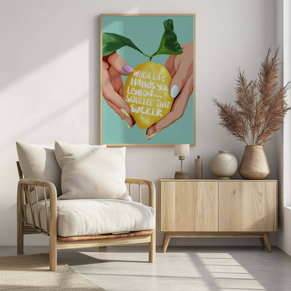Pers die citroen uit | Poster