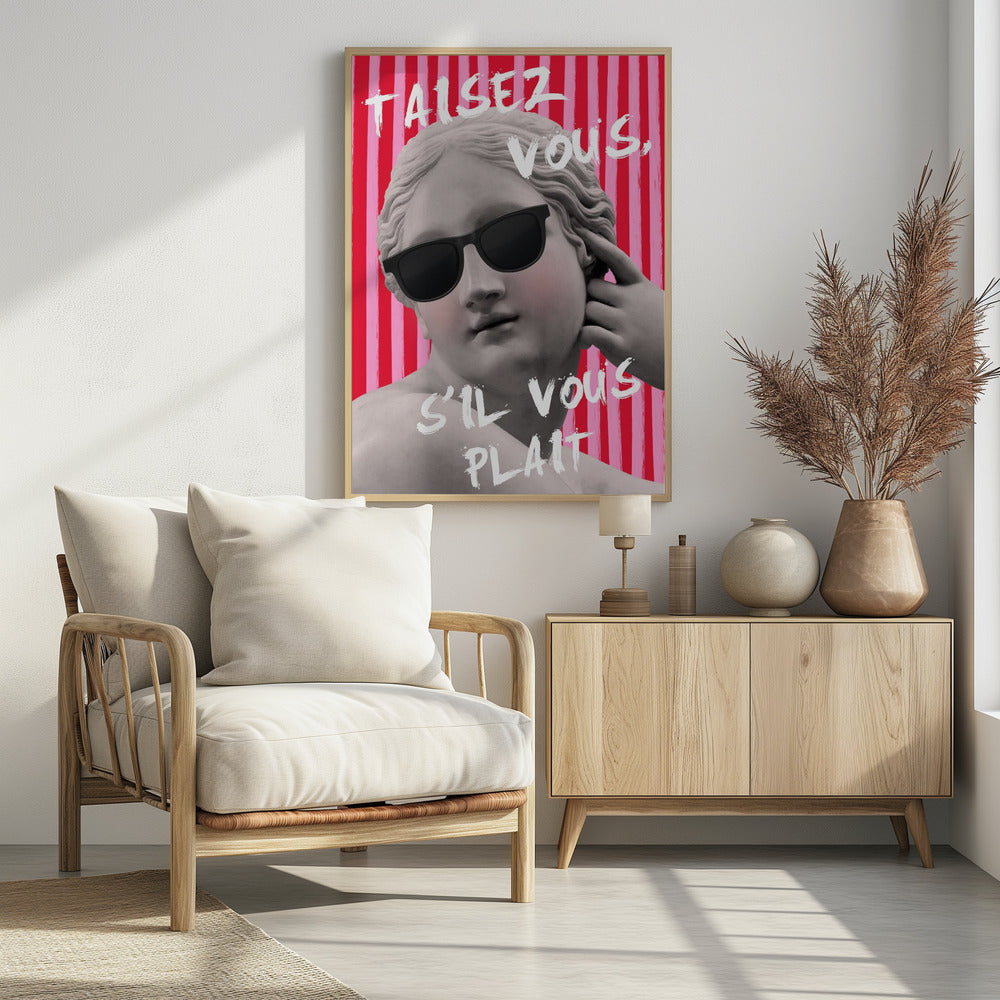 Roze en rood gestreepte Venus | Poster