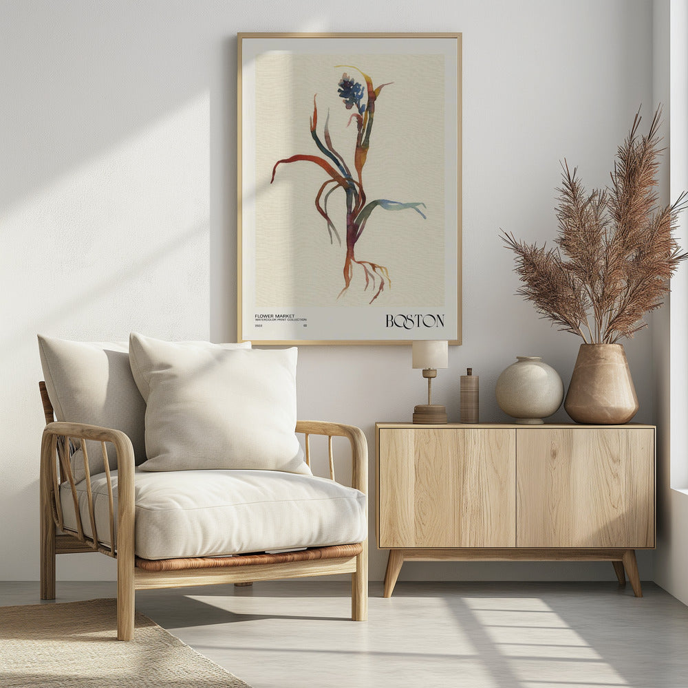 Collectie aquarelprints. Bloemenmarkt - Boston | Poster