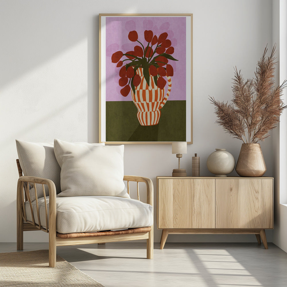 Opvallende tulpen in vaas | Poster