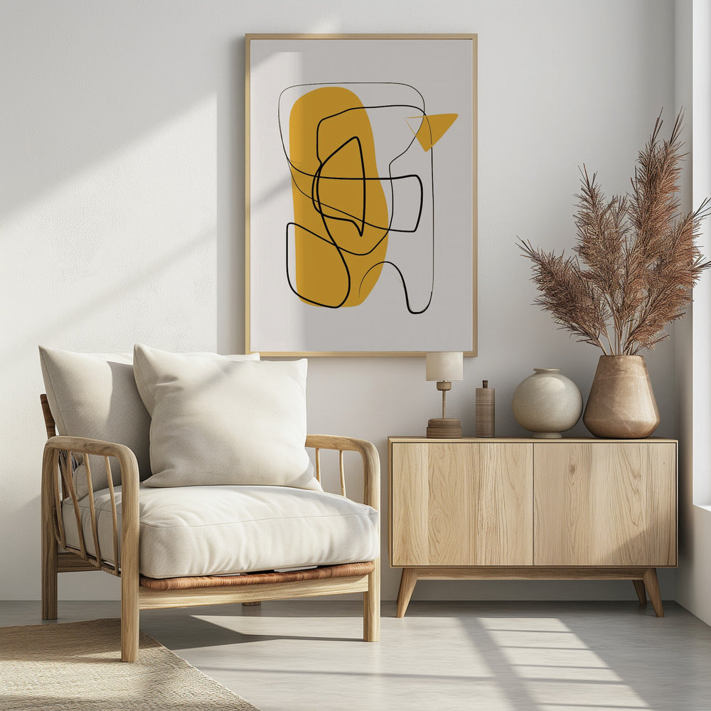 Lijn Abstract In Geel | Poster