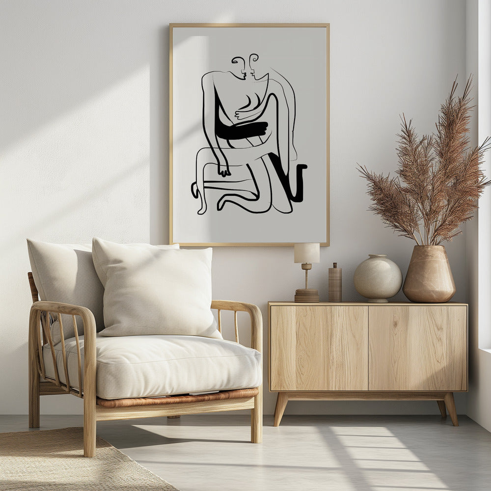 Knuffels en kusjes lijnkunst | Poster