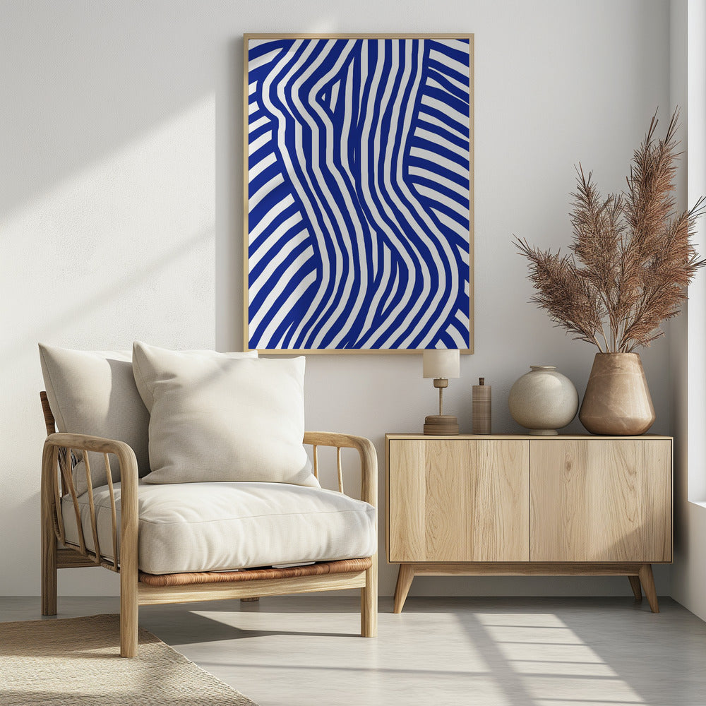 Blauw en wit gestreept naakt | Poster